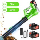 Cordless Leaf Blower 650cfm 150mph   6 Speed Levels Electric W 2 Batteries 4 0ah