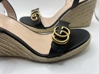 New Gucci Gg Marmont Leather Espadrilles Wedge Sandals Shoes Heel G 41 5 Us 11 5