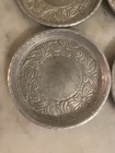Set Of 4 Vintage Metal Aluminum Coasters By E m p c  Hand Forged Floral Design