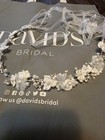 David s Bridal Floral Pearl Hair Vine Silver White Fabric Metal Rhinestone