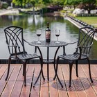 3 Piece Patio Set Cast Aluminum Bistro Table Chairs Outdoor Furniture