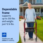 Medline Steel Rollator Walker With Seat  Burgundy  250 Lb  Weight Capacity 