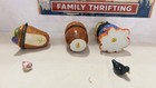 Lot Of 3 Fall Thanksgiving Porcelain Hinged Trinket Boxes Acorn Scarecrow