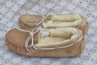 Ugg Slippers  5612  Dakota Beige Suede Shearling Lining  Leather Ties Women s 8