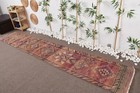 Vintage Herki Rug 2 1x11 8 Ft  63x360 Cm   Red Solid Turkish Rug
