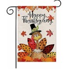 Happy Thanksgiving Garden Flag With Turkey   Pumpkins Double Turkey Flag-qz10