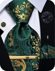 Silk Paisley Tie Set - 5 Pieces With Cufflinks  Pocket Square  Lapel Pin