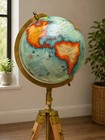 Vintage World Globe On Wooden Tripod Stand  12-inch Diameter  60-inch Height 
