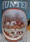Rare  Early   Back Bar Bottle With An Enameled Multi Colored Fox Hunting Scene