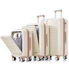 Merax 3 Piece Abs Hardshell Front-opening Luggage Sets  Carry On Suitcase With