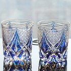 Edo Kiriko Crystal Whiskey Glasses Hand Cut To Clear Blue 9oz Gift Packing