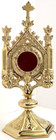 High Polished Brass Cross Top Monstrance Reliquary Sacred Church Vessel 12 In
