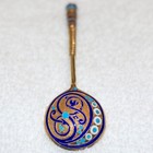 Imperial Russian 88 Silver Gold Gilt And Cloisonn   Enamel Demitasse salt Spoon