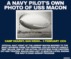 Vintage Uss Macon Zrs-5 Navy Airship Photo 8x10  Camp Kearny 1934