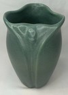 Vtg Rare Royal Haeger Arts   Crafts Mission Revival Matte Green Petal Vase 7 