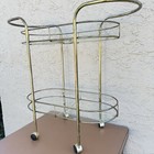 Vintage Brass   Glass Bar Tea Cart
