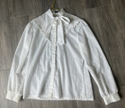 1980s Vtg Lot 10 Satin Poly Kitten Bow Pleated Secretary   Geek Blouses