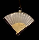 Wm24 Blown Glass Chinese Hand Fan shan christmas Ornament china nwot