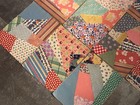1930s Vintage Cotton Print Crazy Quilt Blocks X 23 Basted To Magazine Pages