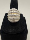 Vintage Two-tone Pav   Dome Statement Ring 925 Sterling Silver Gold Plated Sz 8