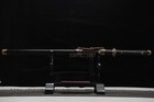 Copper Mounted Damascus Steel Blade Tang Style Sword Chinese Jian Ebony Scabbard