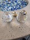 Vtg  Restoration Hardware Crystal Globe Curtain Finial Lot  2 Pieces  Heavy 