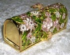 Keren Kopal Enameled Floral Pink Crystal Butterfly Filigree Lipstick Case Holder