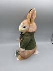 Hansa - Lifelike Bunny Boy  11  Plush Stuffed Animal Rabbit With Green Coat On 