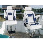 Northcaptain High Back Reclining Pontoon Bucket Boat Seat white navy Blue