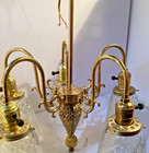 Vintage 5-arm Bright Brass Ornate Ceiling Fixture   Ornate Pierced Center   4905