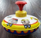 Vintage Ohio Art Tin Litho Spinning Top Toy - Circus Themed  5 