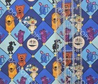 Custom 100  Cotton Woven Fabric Bear Big Blue House By The 1 4 Yard 9x56 Blue
