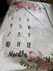 Floral Baby Monthly Milestone Blanket 1-12 Months Photo Prop Marker Included