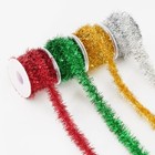 Glitter Christmas Tinsel Garland - 4 Rolls 60 Ft Gold Silver Red Green