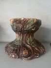 Pair Of Antique Buff Terracotta Faux Bois Naturalistic Form Pineapple Stands