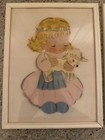 Vintage Irmi Framed 3d Picture Set Of Two Mary Had A Little Lamb   Fishing