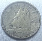 1944 Canada 10 Cent George Vi 80  Silver Dime Canadian World Silver Coin - Sr407