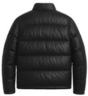 Men s Classic Black Leather Puffer Jacket Quilted Padded Winter Coat