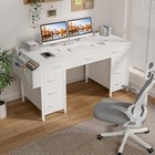 47  White Computer Desk With 9 Drawers For Home Office   Study Storage