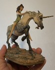 Unicorn   Maiden  Sculpture Border Fine Arts 1980 Signed David  Geenty Very Rare