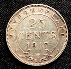 1917 C Newfoundland Silver 25 Cents  Enn Coins