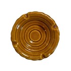 Vintage Ceramic Ashtray Caramel Glaze Collectible Tobacciana Decor Mcm Unmarked