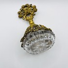 Antique Victorian Gold Plated Floral And Crystal Perfume Bottle W  Glass Dauber