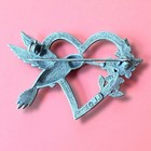 Jj Hummingbird Heart Brooch Jonette Blue Bird Wings Pink Flowers Vintage Signed