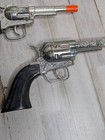    vtg  2  Pony Boy  1  Kusan  Cap Guns Black Grip Cowboy Diecast Toy Pistols Lot