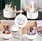 360   Rotating Makeup Organizer - 1pc Plastic Cosmetic Storage With 5 Compartment