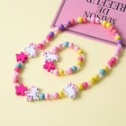 Children Wood Beads Necklace Cute Animal Bracelet Girl Party Jewelry 2pcs sets