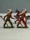 Vtg Crescent Lead Toy Figures Lot Of 10 American Indian Farmers Animals Etc