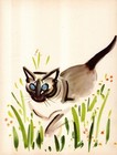 Vintage Siamese Cat Print 1940s Clare Newberry Cat Print Wall Art Decor 6890p