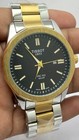 Refurbished Beautiful Two-tone Tissot Black Dial Quartz Working Men s Wristwatch